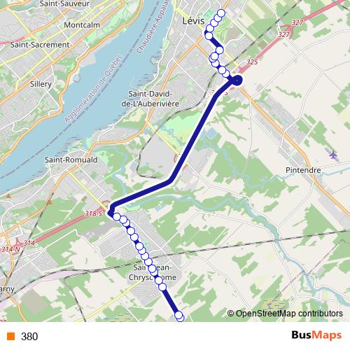 380 bus Line Map