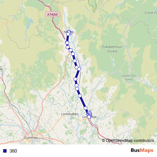 380 bus Line Map