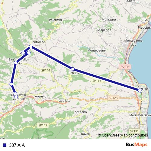 387 A A bus Line Map