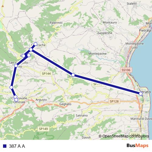 387 A A bus Line Map