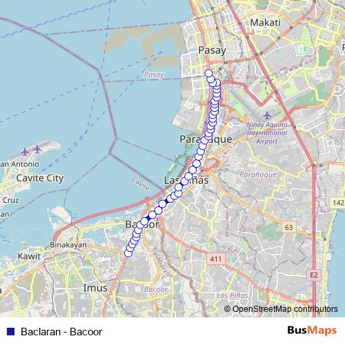 Baclaran - Bacoor bus Line Map