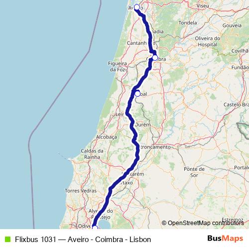 Flixbus 1031 bus Line Map