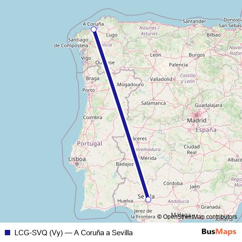 LCG-SVQ (Vy) air Line Map