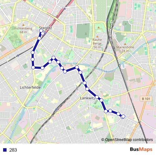 283 bus Line Map