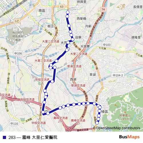 283 bus Line Map