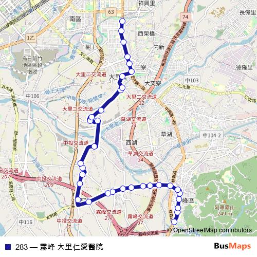283 bus Line Map