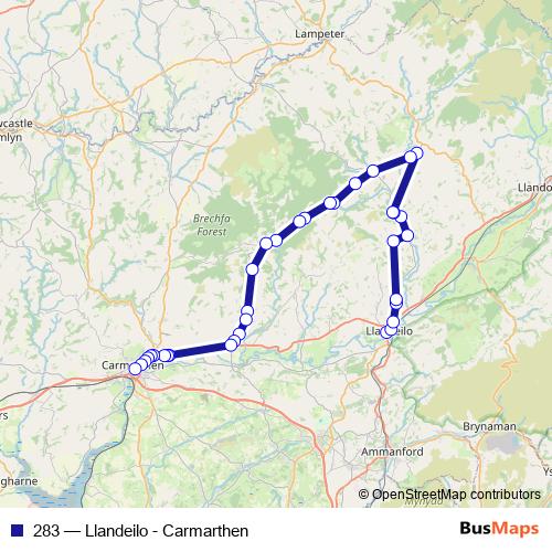 283 bus Line Map