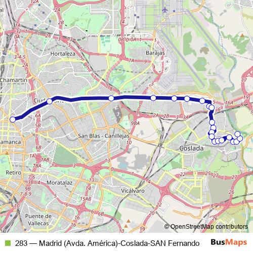 283 bus Line Map