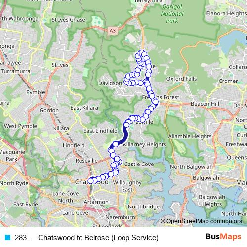 283 bus Line Map