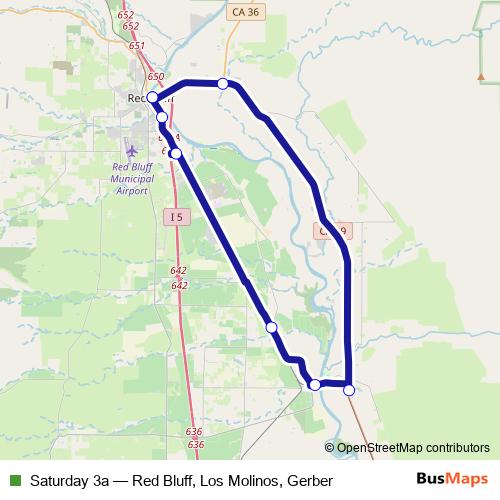 Saturday 3a bus Line Map