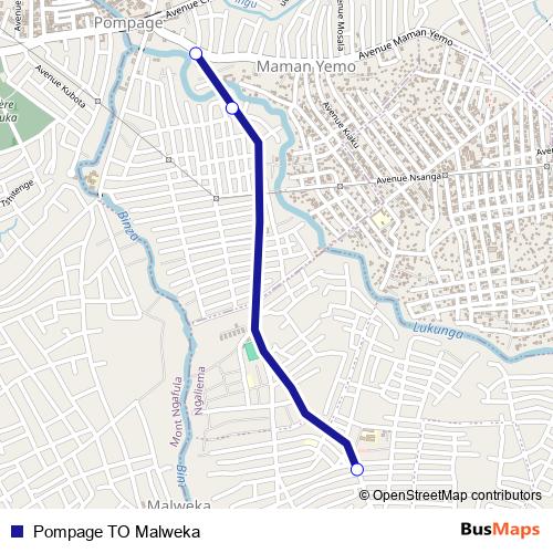 Pompage TO Malweka bus Line Map