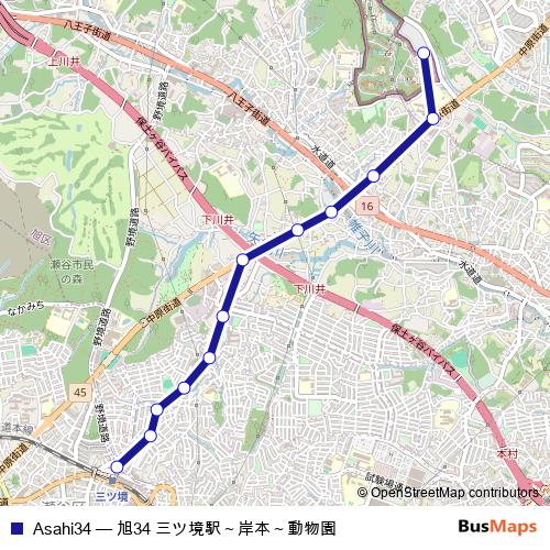 Asahi34 bus Line Map
