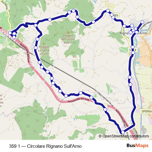 359 1 bus Line Map