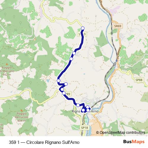 359 1 bus Line Map
