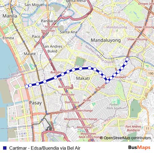 Cartimar - Edsa/Buendia via Bel Air bus Line Map