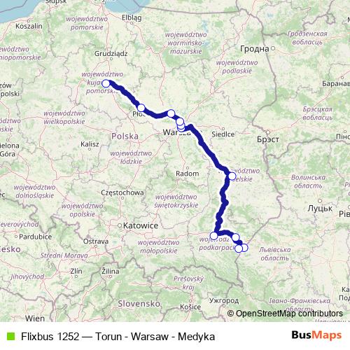 Flixbus 1252 bus Line Map