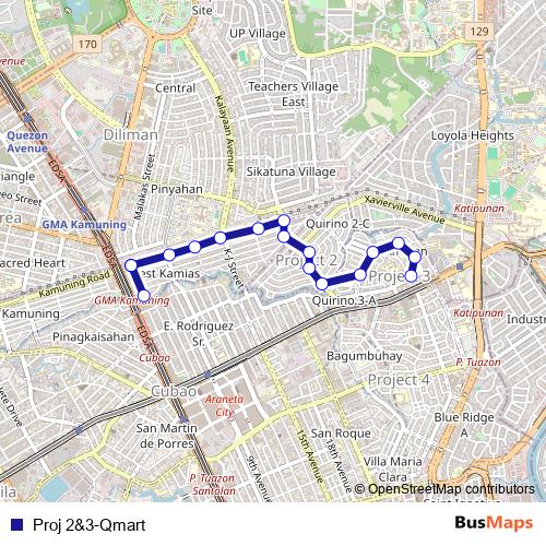 Proj 2&3-Qmart bus Line Map