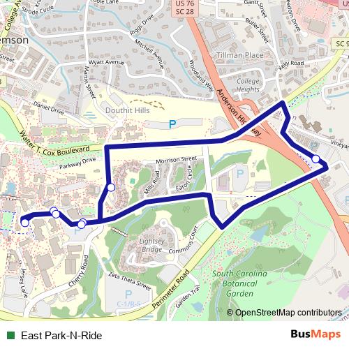 East Park-N-Ride bus Line Map