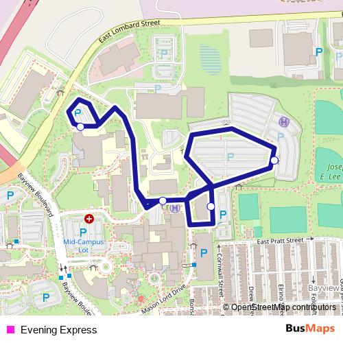 Evening Express bus Line Map