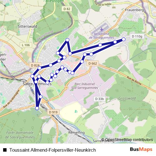 Toussaint Allmend-Folpersviller-Neunkirch bus Line Map