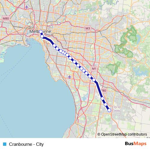 Cranbourne - City metro Line Map