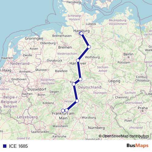 ICE 1685 rail Line Map
