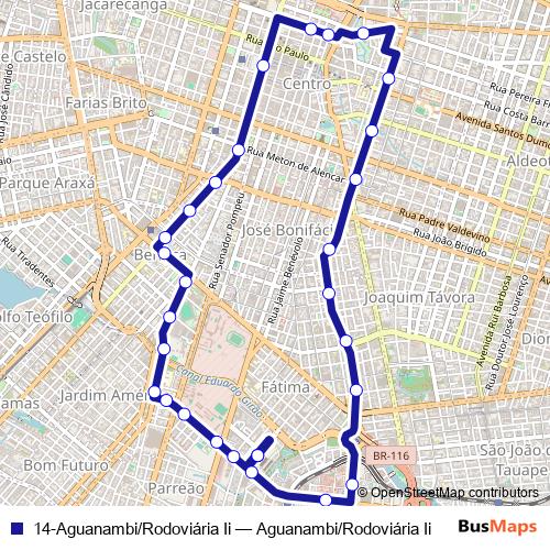 14-Aguanambi/Rodoviária Ii bus Line Map