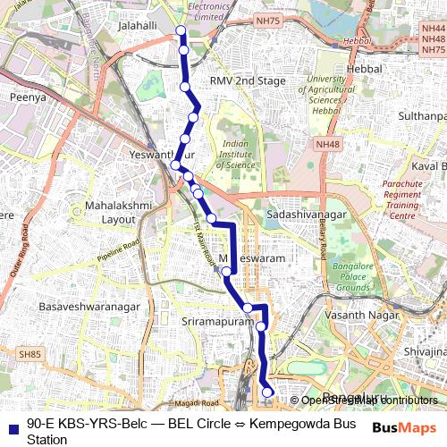 90-E KBS-YRS-Belc bus Line Map