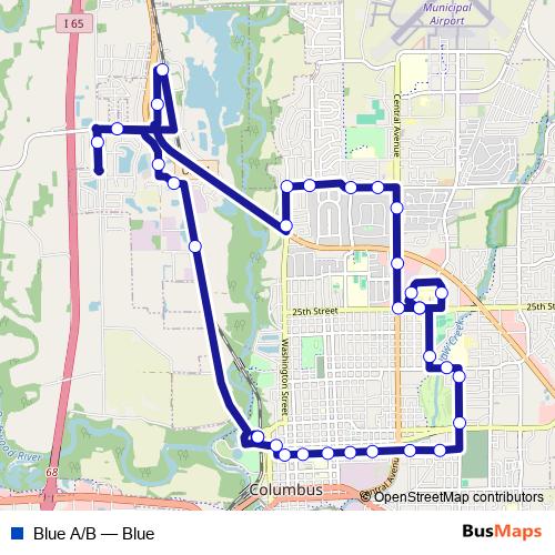 Blue A/B bus Line Map