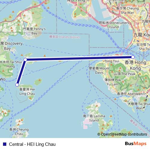 Central - HEI Ling Chau ferry Line Map