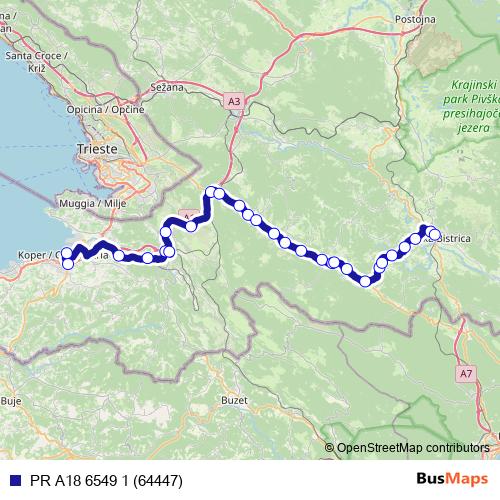 PR A18 6549 1 (64447) bus Line Map