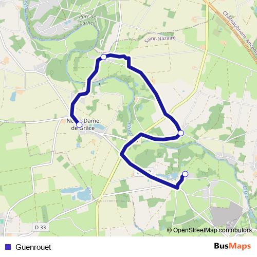 Guenrouet bus Line Map