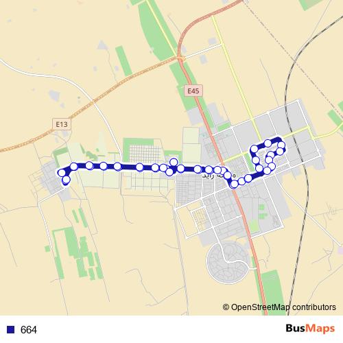 664 bus Line Map