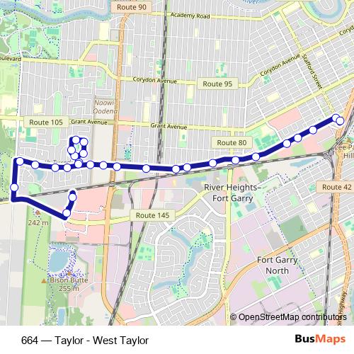 664 bus Line Map