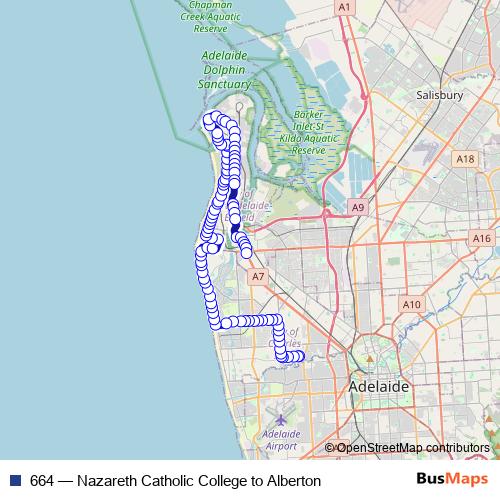664 bus Line Map
