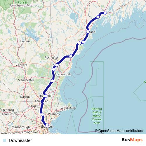 Downeaster rail Line Map