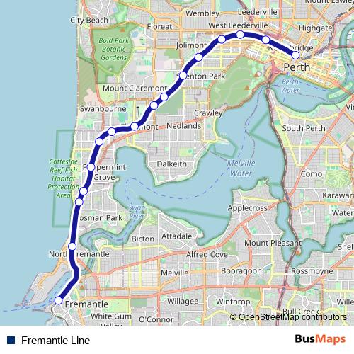Fremantle Line rail Line Map