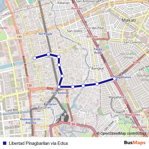 Libertad Pinagbarilan via Edsa bus Line Map