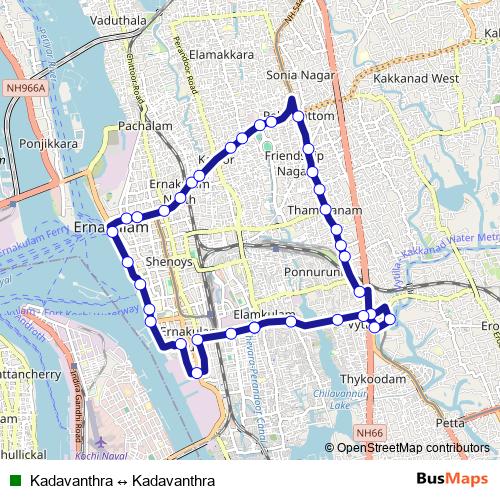 Kadavanthra ↔ Kadavanthra bus Line Map