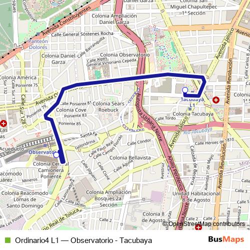 Ordinario4 L1 bus Line Map