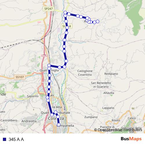 345 A A bus Line Map