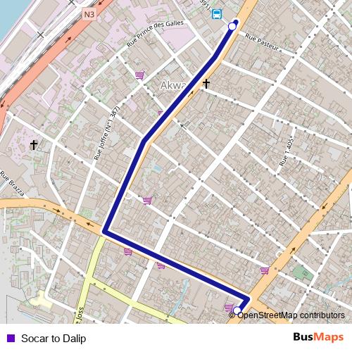 Socar to Dalip bus Line Map