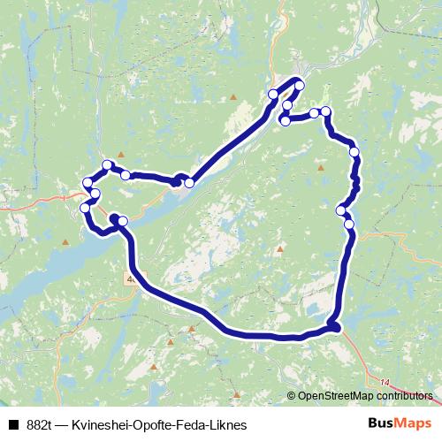 882t bus Line Map