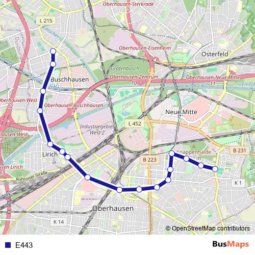 E443 bus Line Map