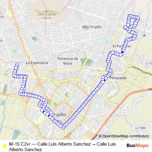 M-15 C2vr bus Line Map