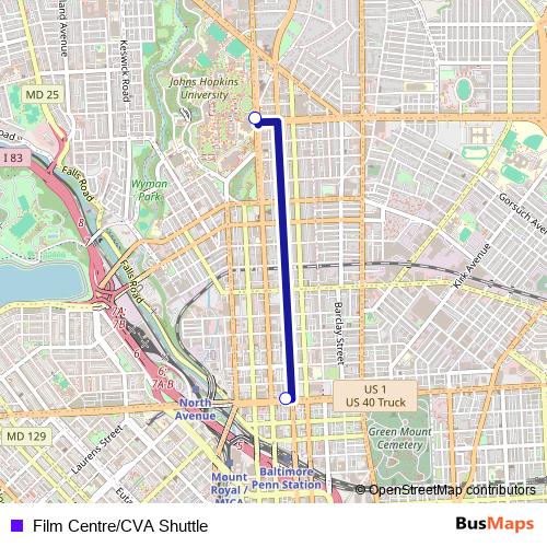 Film Centre/CVA Shuttle bus Line Map
