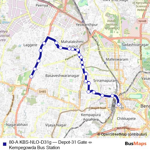 80-A KBS-NLO-D31g bus Line Map