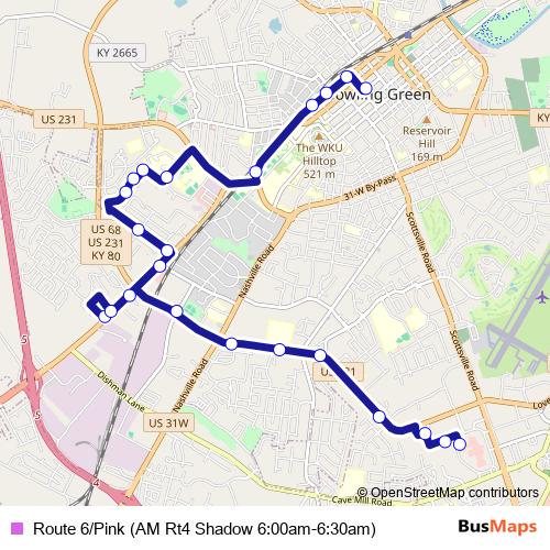 Route 6/Pink (AM Rt4 Shadow 6:00am-6:30am) bus Line Map