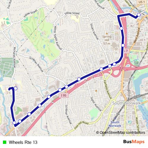 Wheels Rte 13 bus Line Map