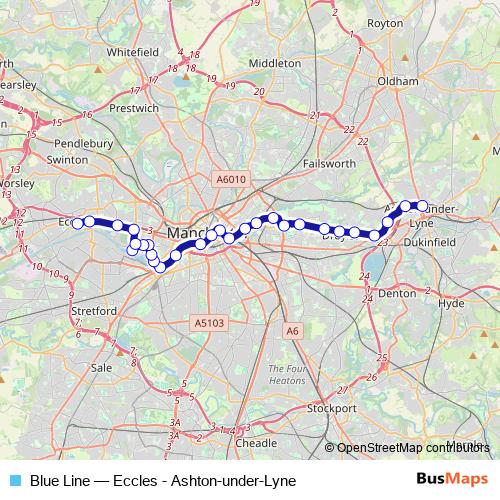 Blue Line tram Line Map